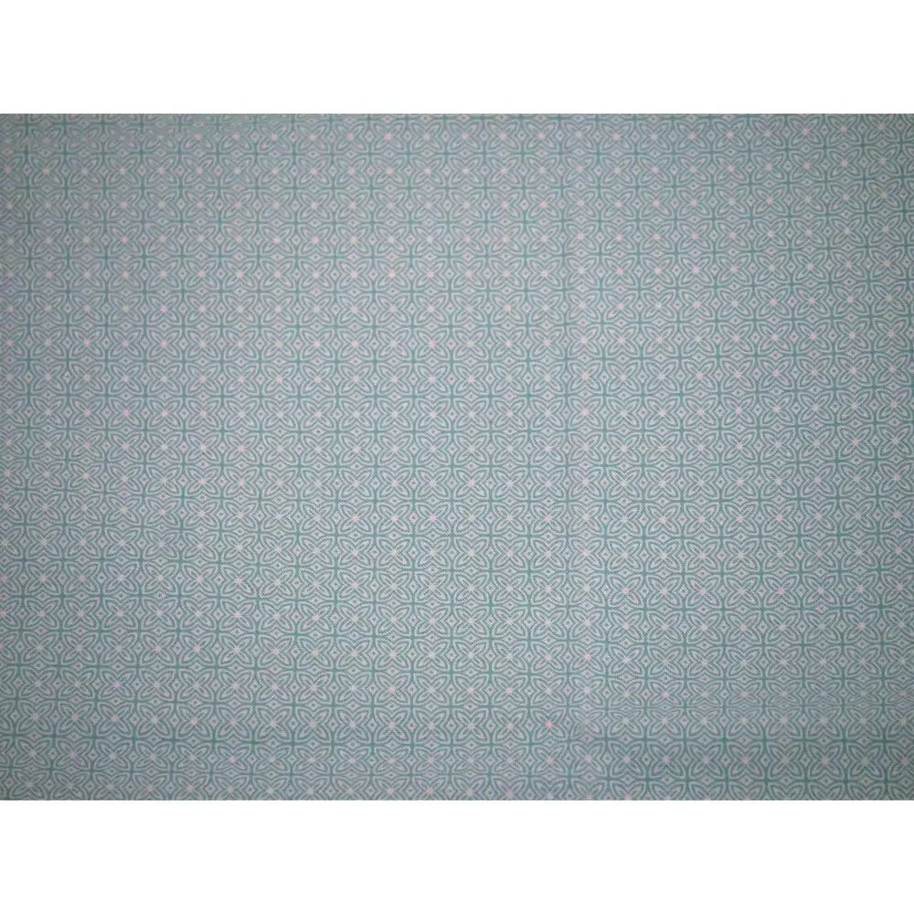 Handmade Aqua Pillowcase, Floral Print Border Standard Size